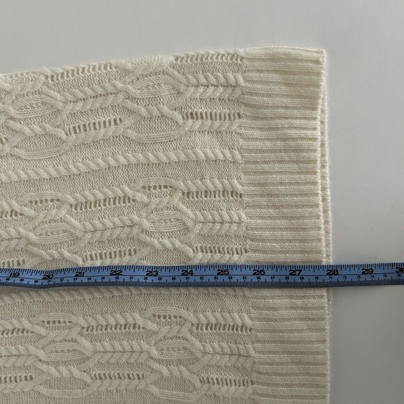 Garnet Hill Cashmere Merino Sweater M Turtleneck Cable Knit Ivory Tunic Oversize - Picture 9 of 14